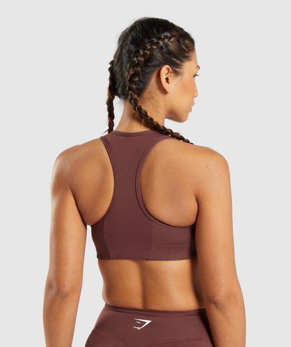 Damske Športové Podprsenky Gymshark Essential Racer Back Ruzove Hnede | NB4806357